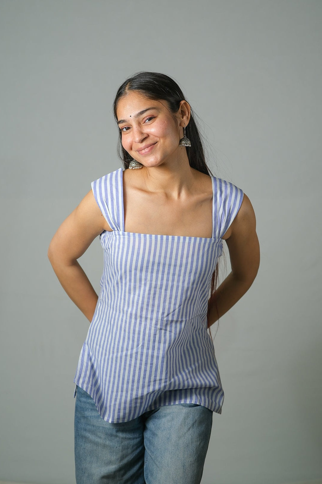 Inara – Striped Cotton Top (Lavender)