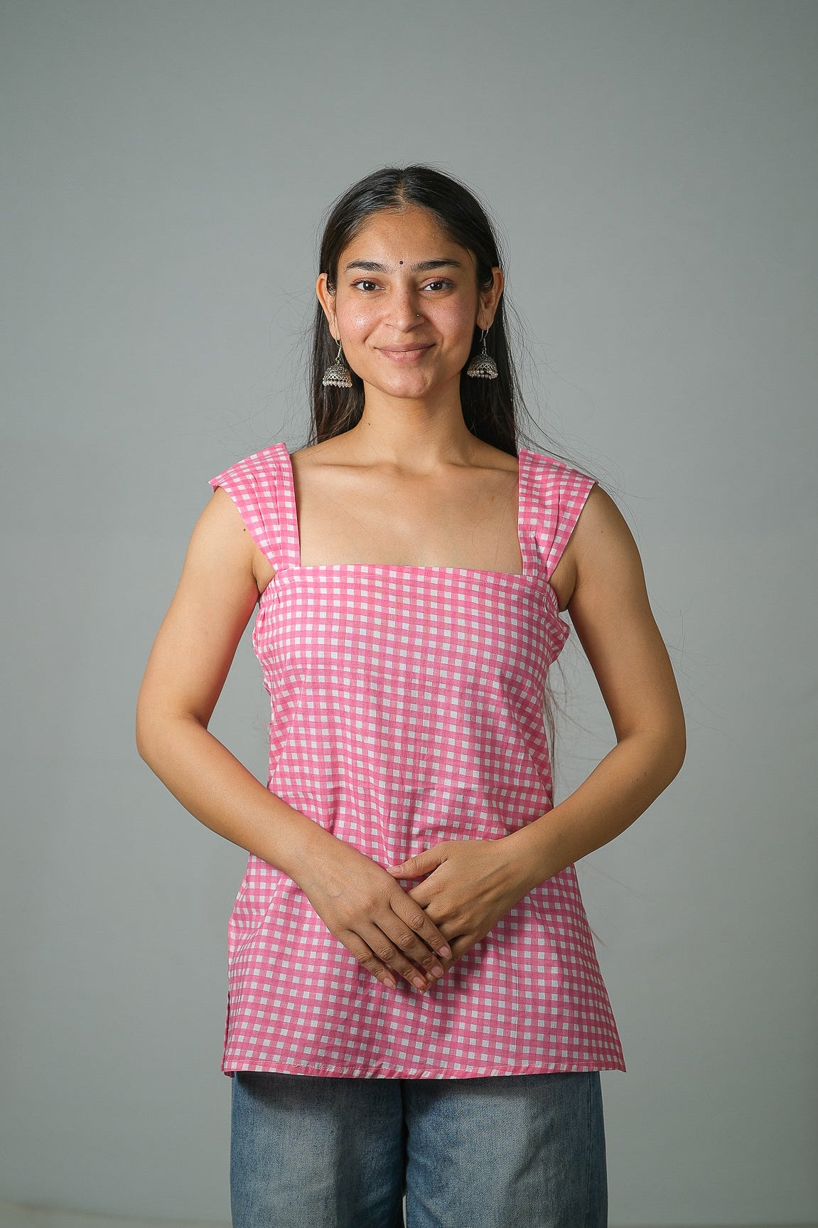 Lila – Gingham Cotton Top (Pink)