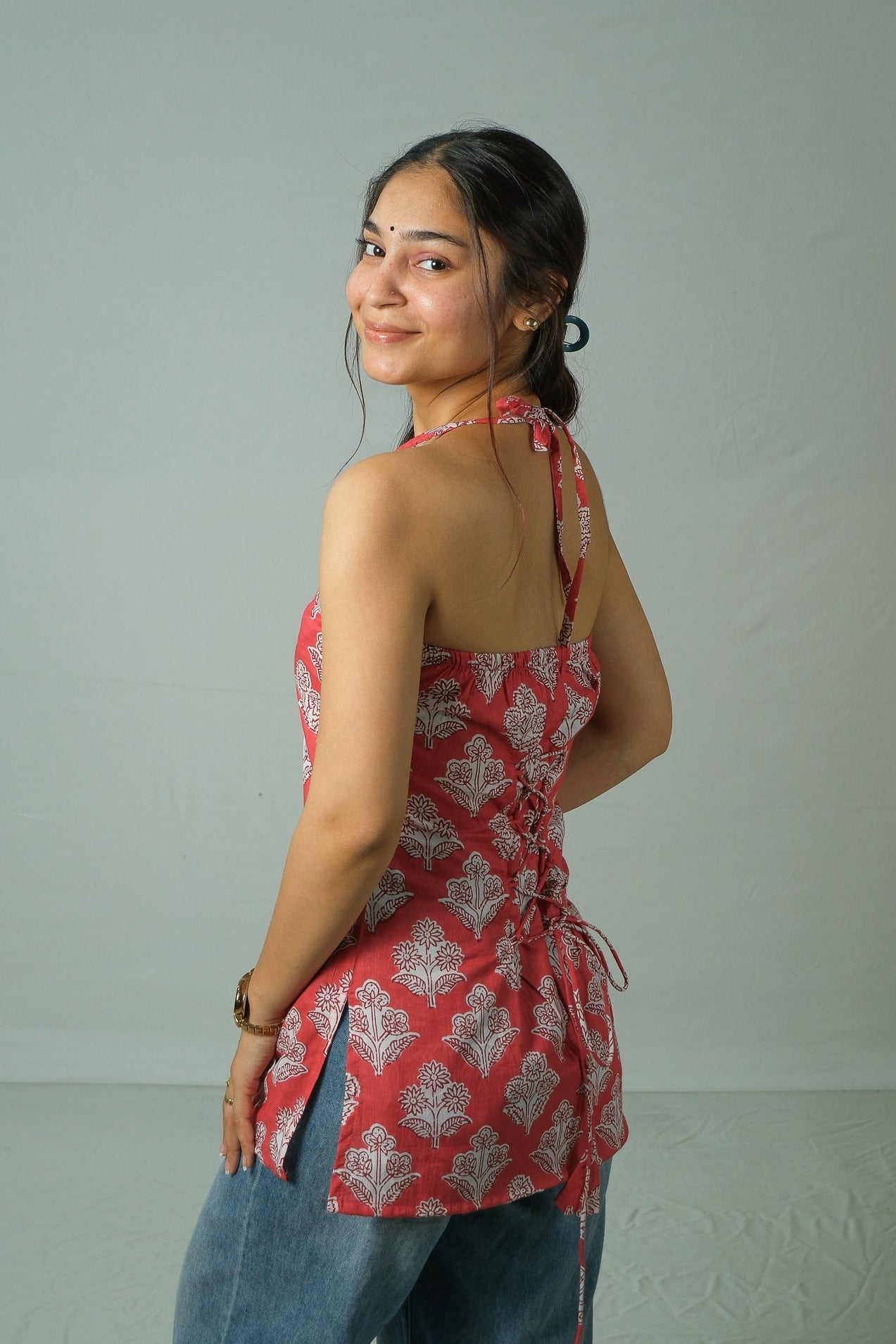 Ziva – Corset Halter Neck Top (Red)
