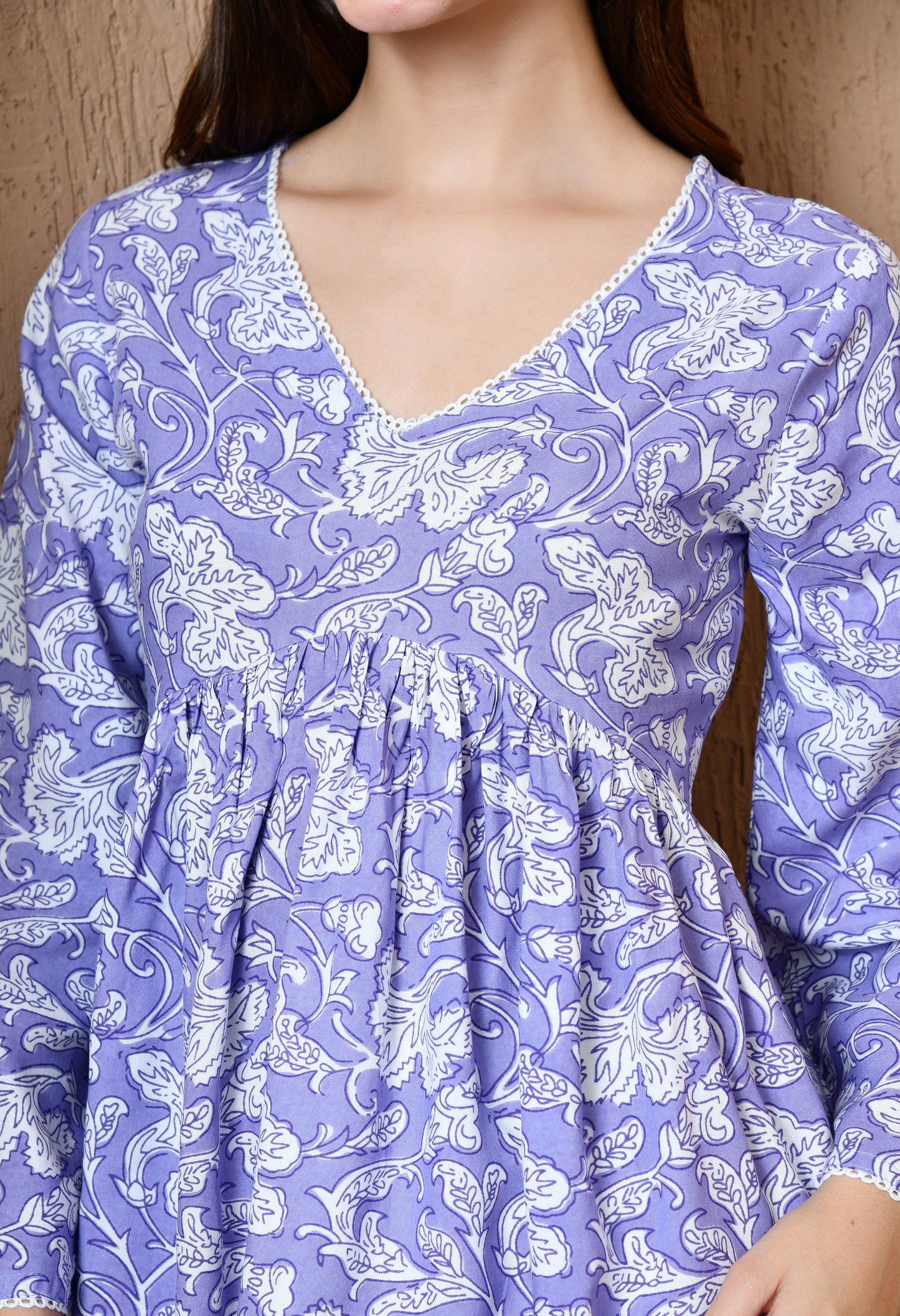 Novera – Lavender Dust Peplum Cotton Top