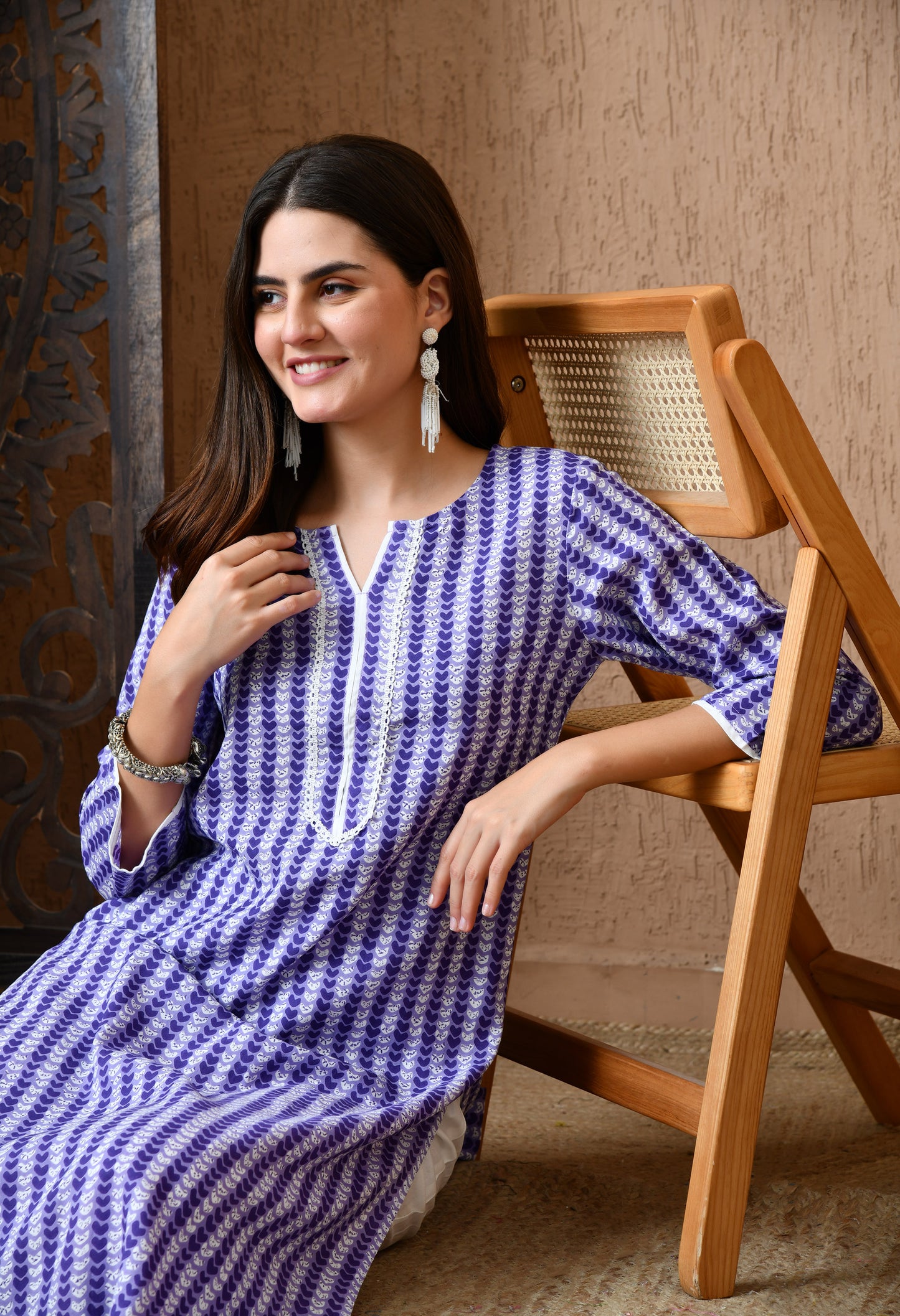 Anuraa – Lavender Heart Print Kurta Pant Set