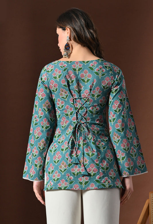 Amina - Emerald Corset back Short Kurta - KSAMA