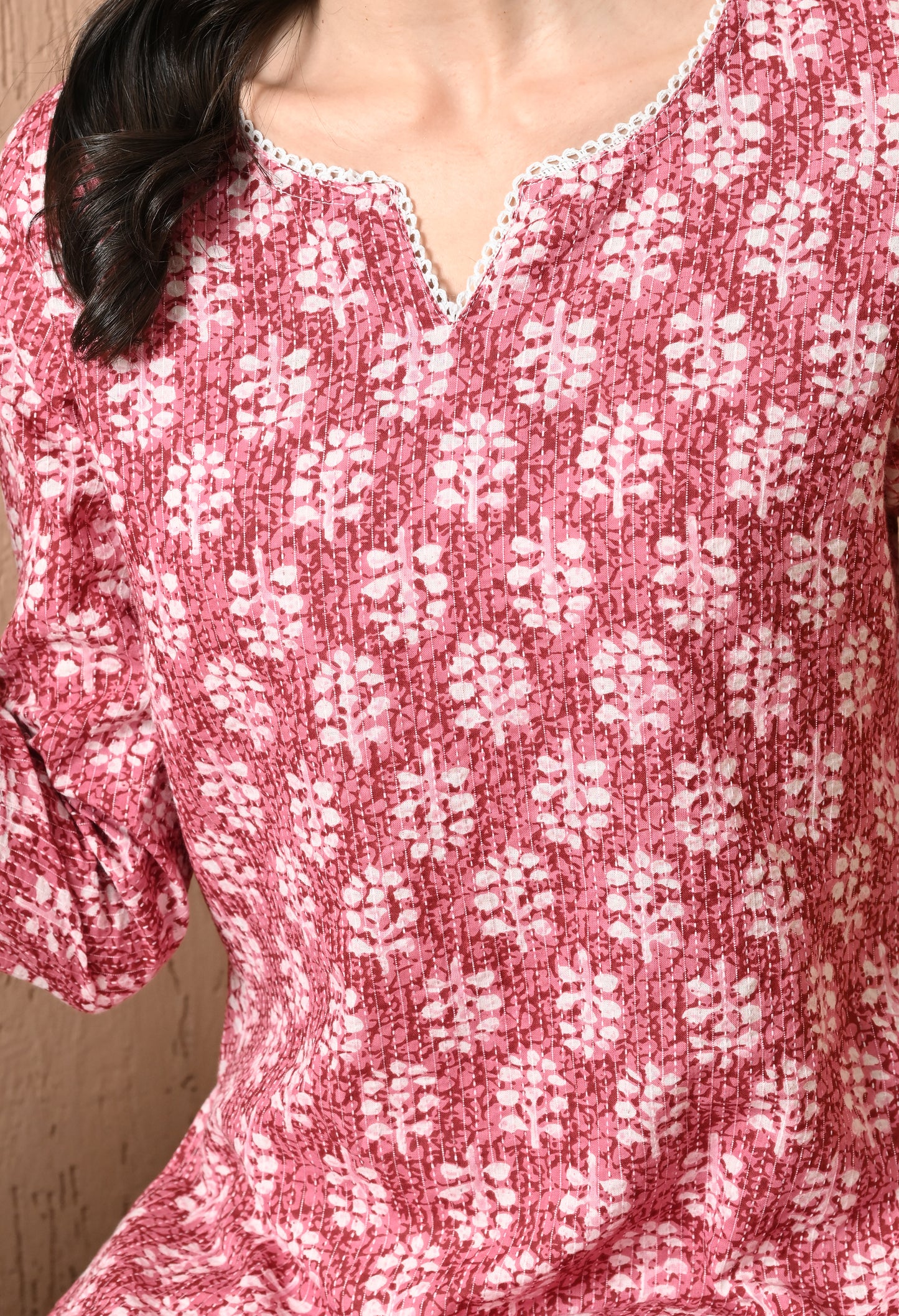 Melora – Rose Pink Cotton Short Kurti