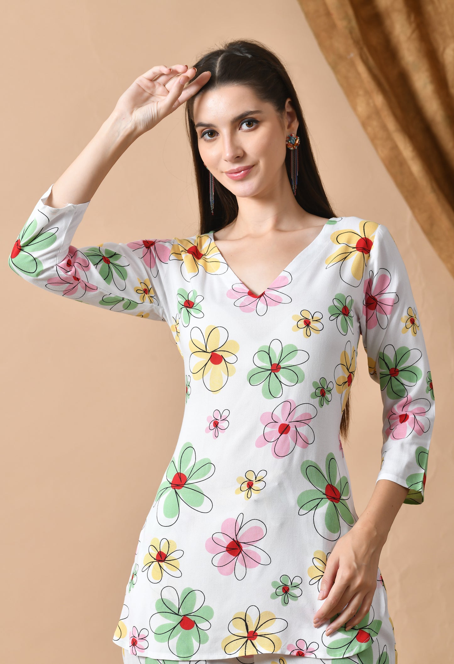 Whitesong – White Floral Night Suit for Women