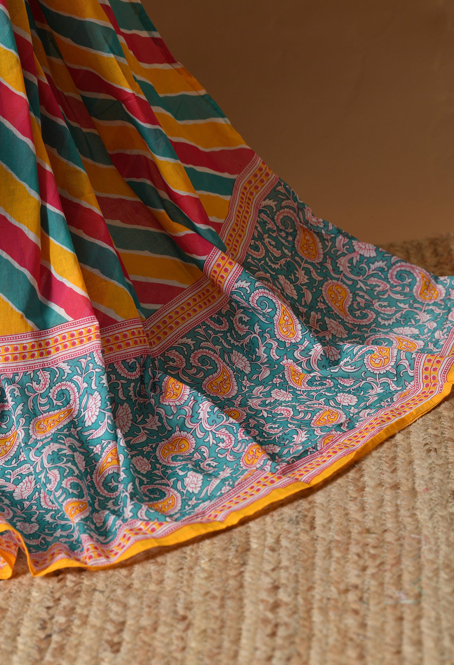 Multicolor Leheriya Print Kurta Set with Dupatta