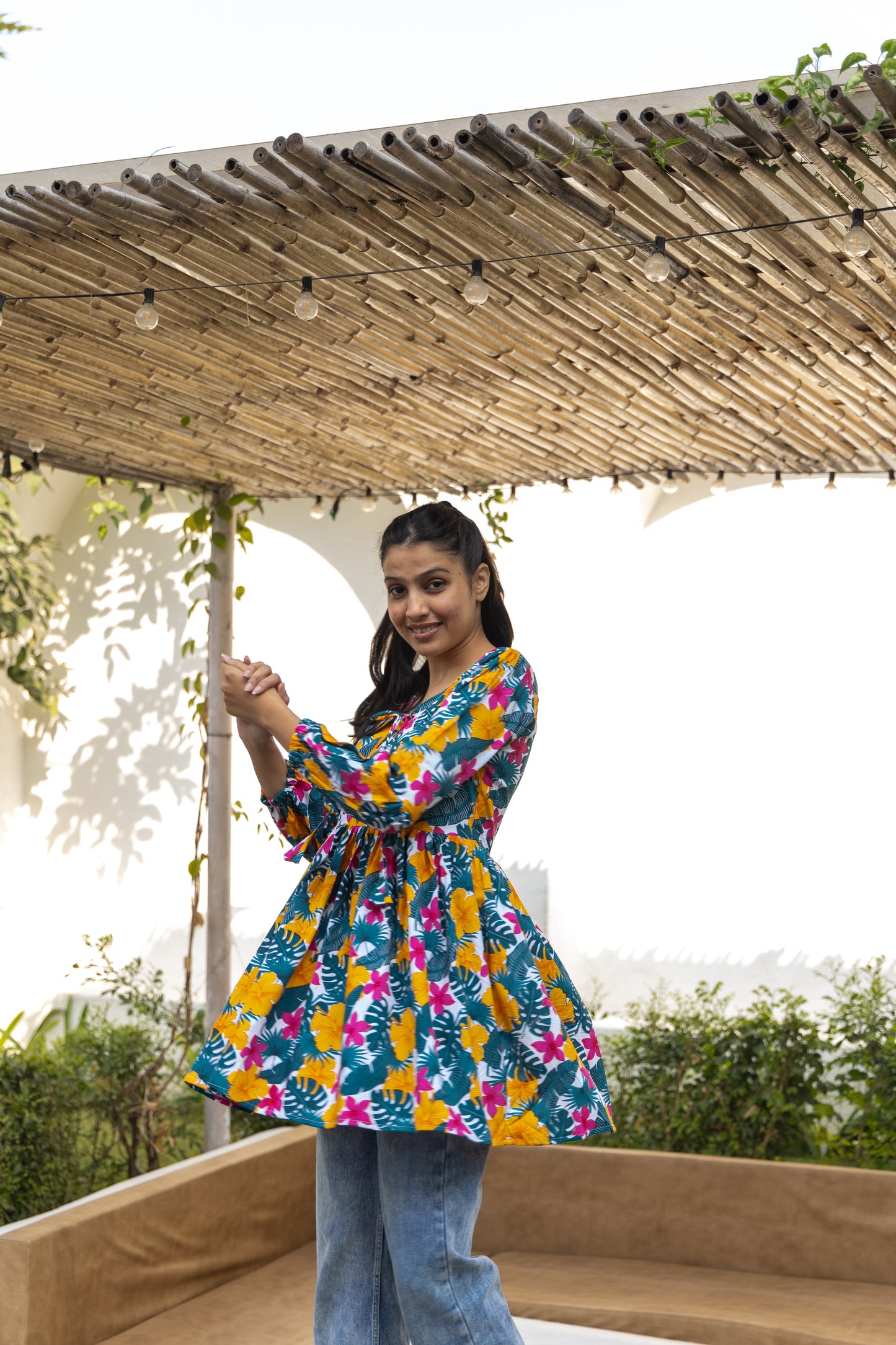 Garden Melody Peplum Top (Multicolor)