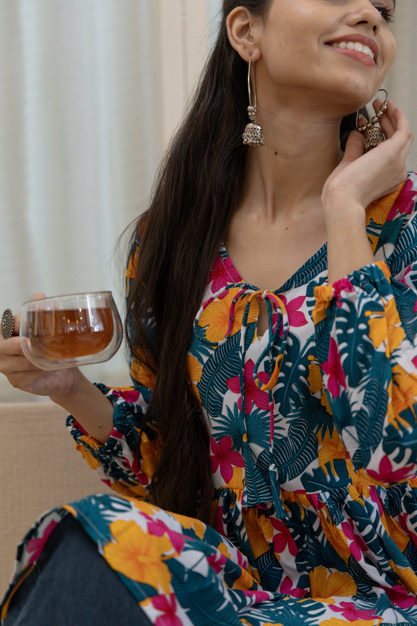 Garden Melody Peplum Top (Multicolor)