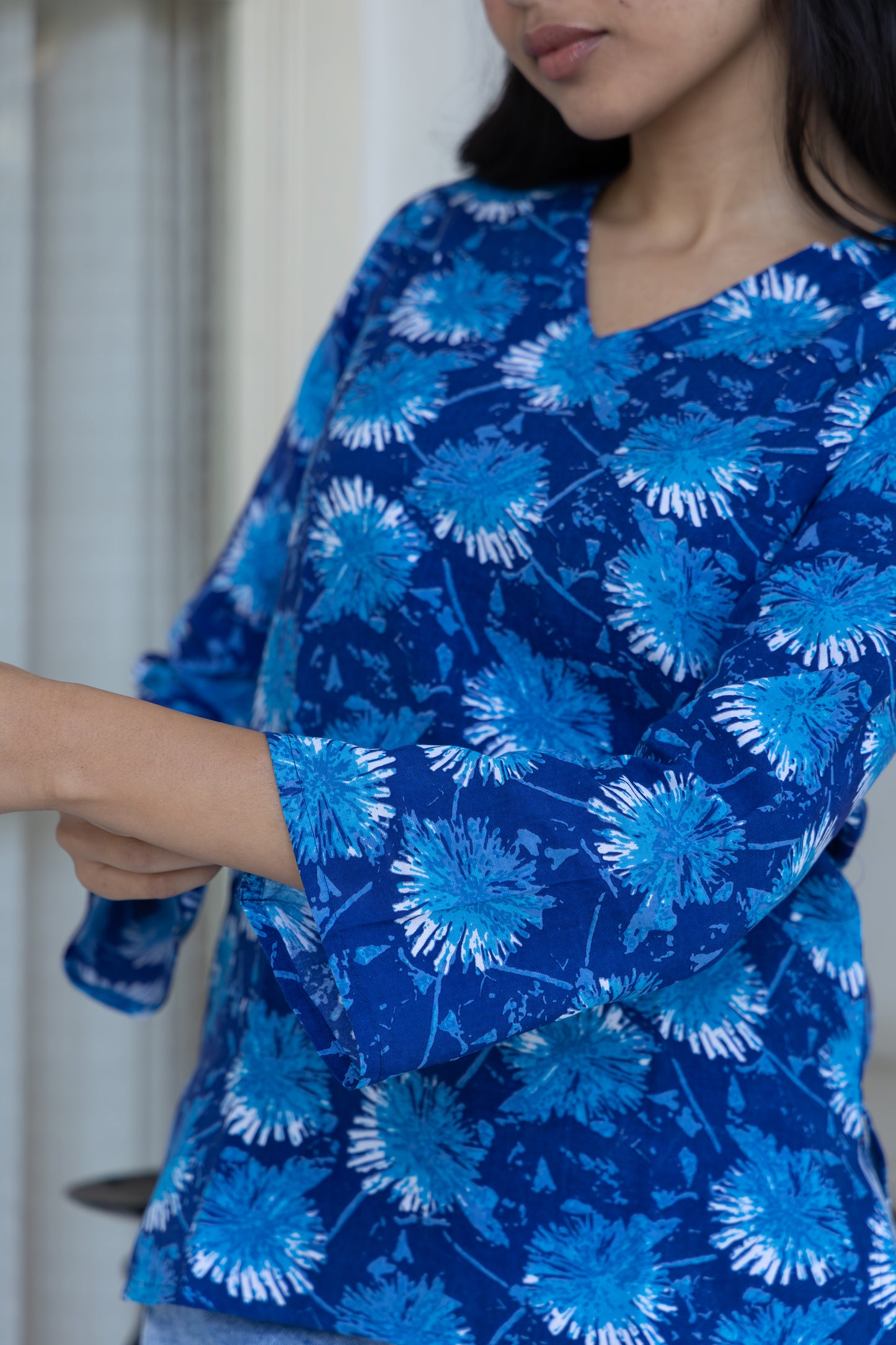 Blue Serenity Back Design Cotton Top
