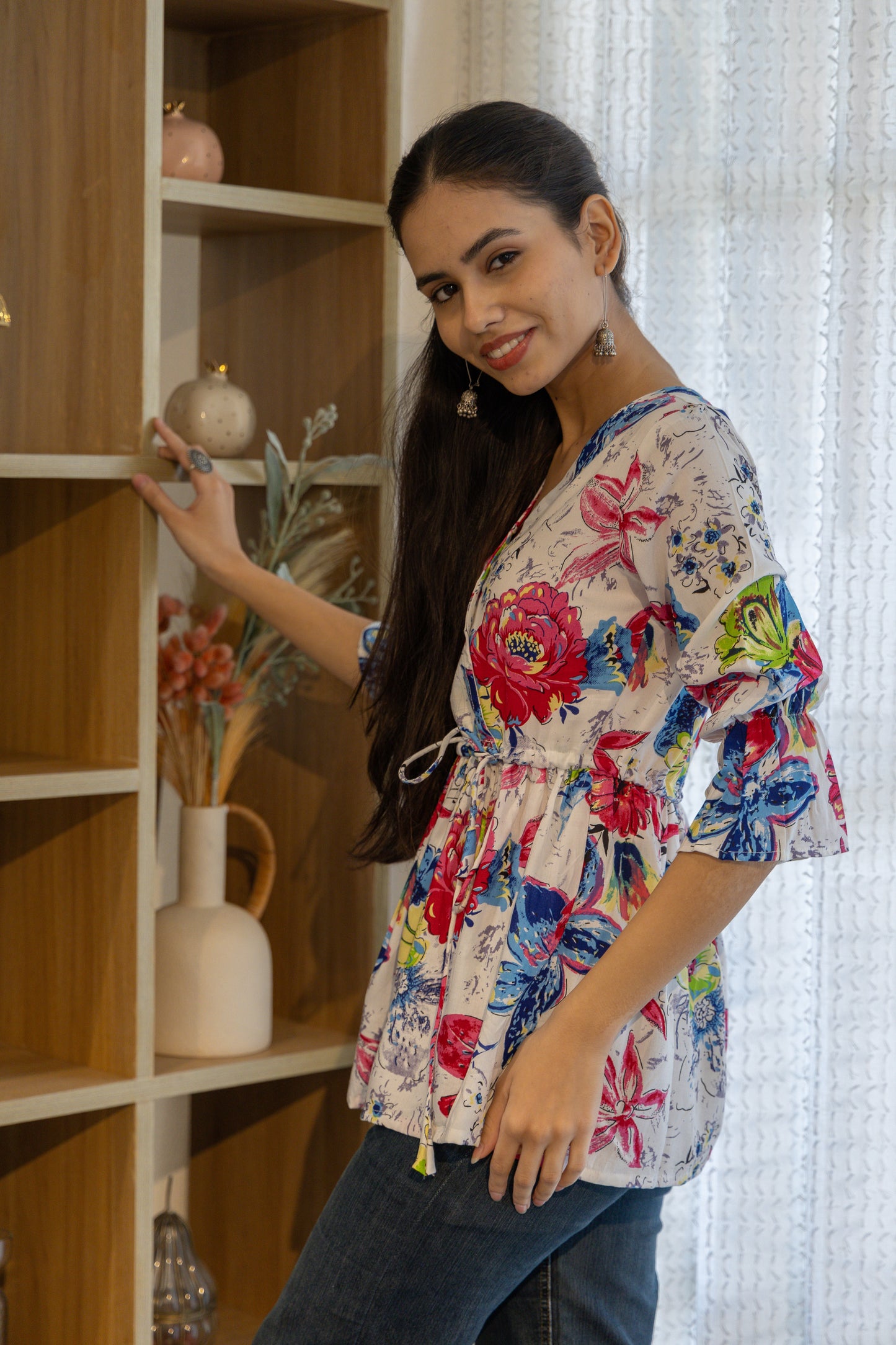 Whispers of Spring Angrakha Top (White)