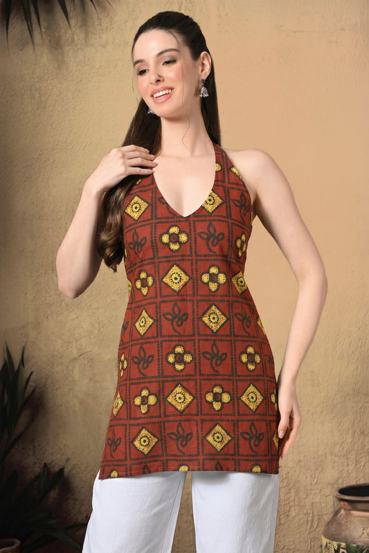 Rumi – Corset Halter Neck Top (Maroon)