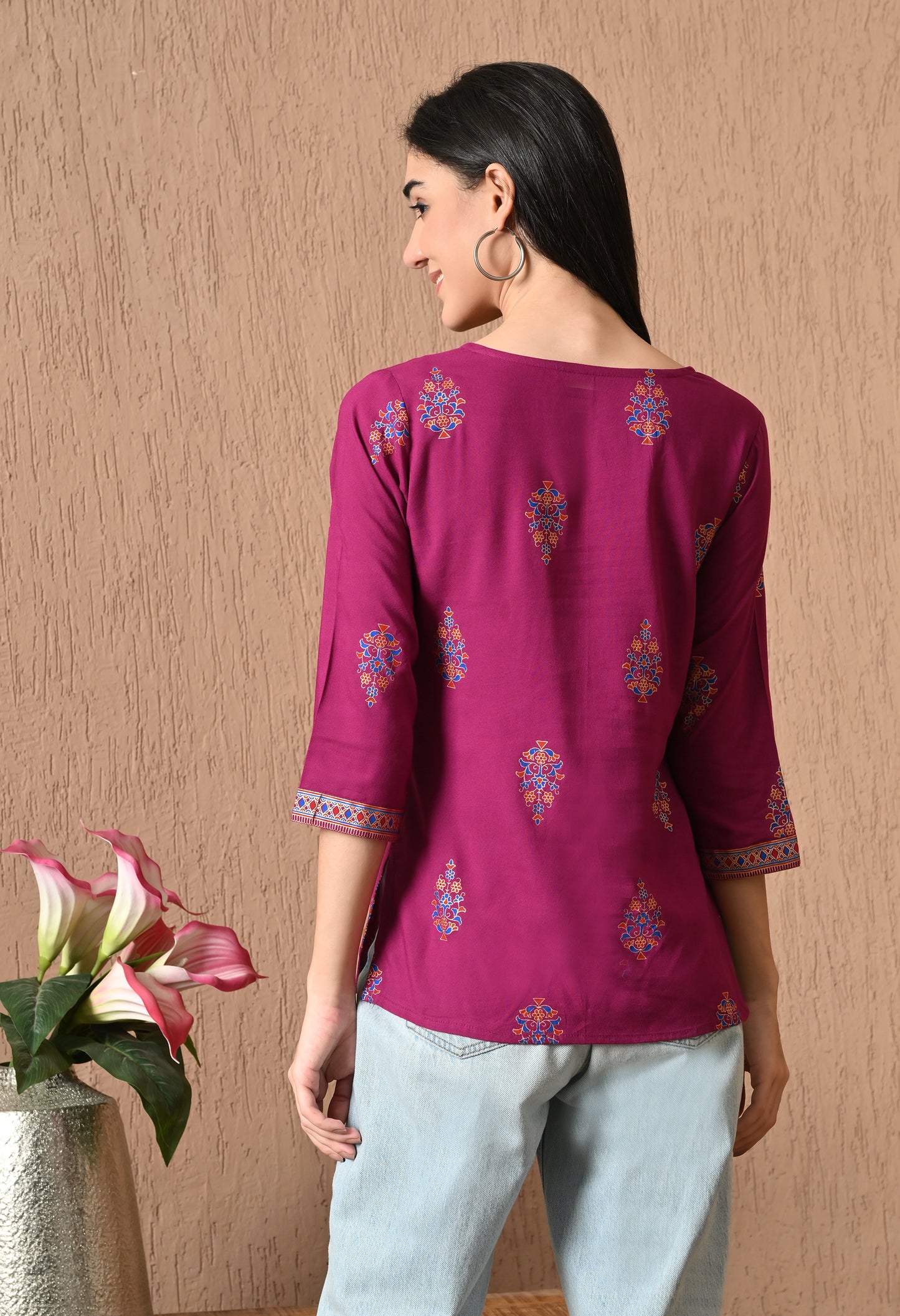 Noorika – Magenta Ethnic Motif Kurti