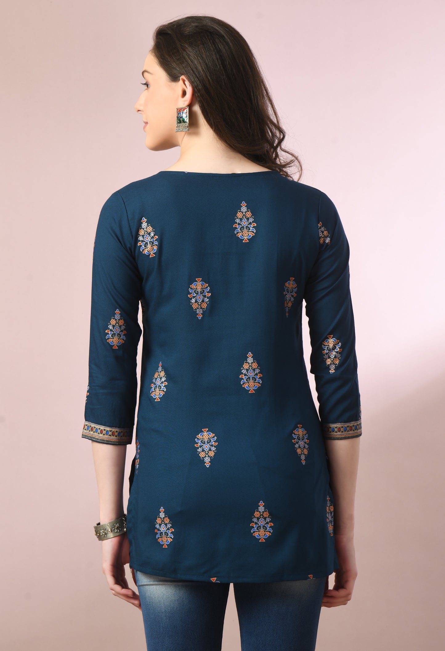 Noorika – Teal Ethnic Motif Kurti