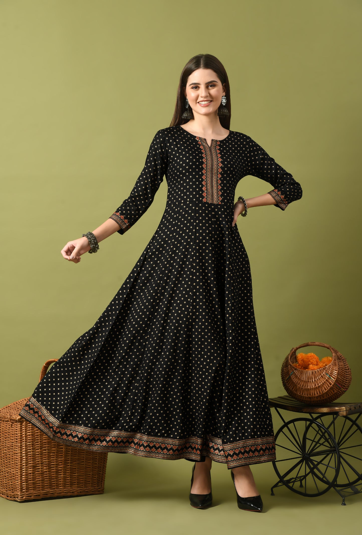 Zunaira – Black Polka Dot Anarkali Kurta