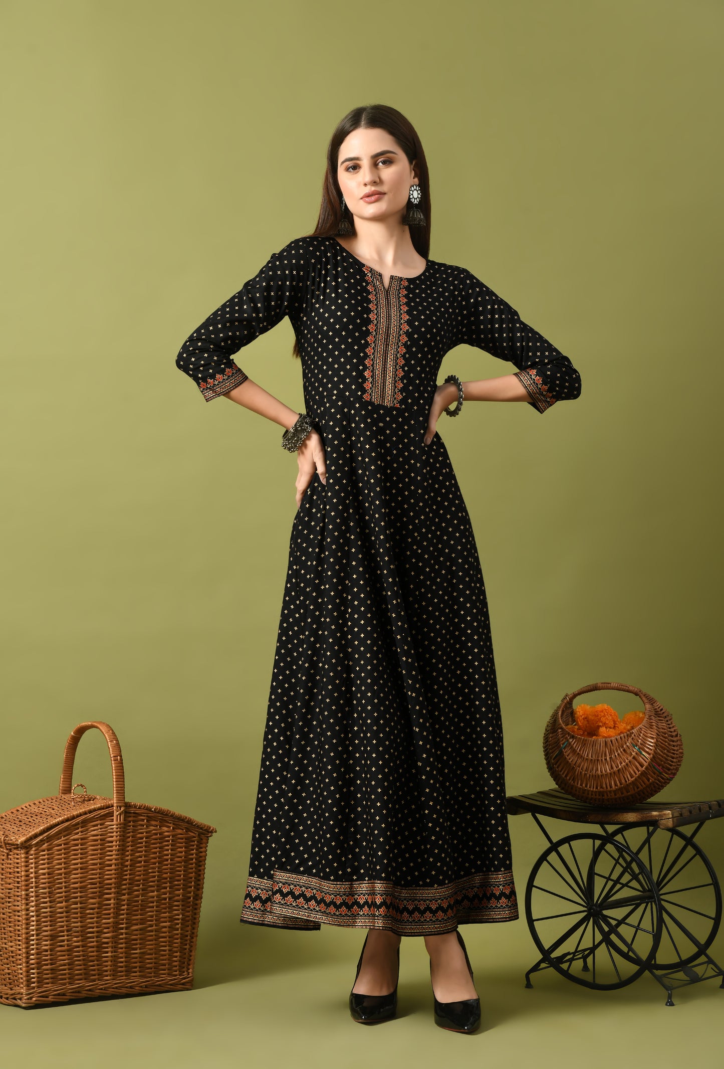Zunaira – Black Polka Dot Anarkali Kurta