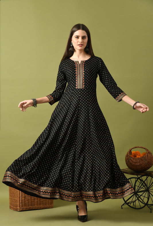 Zunaira – Black Polka Dot Anarkali Kurta