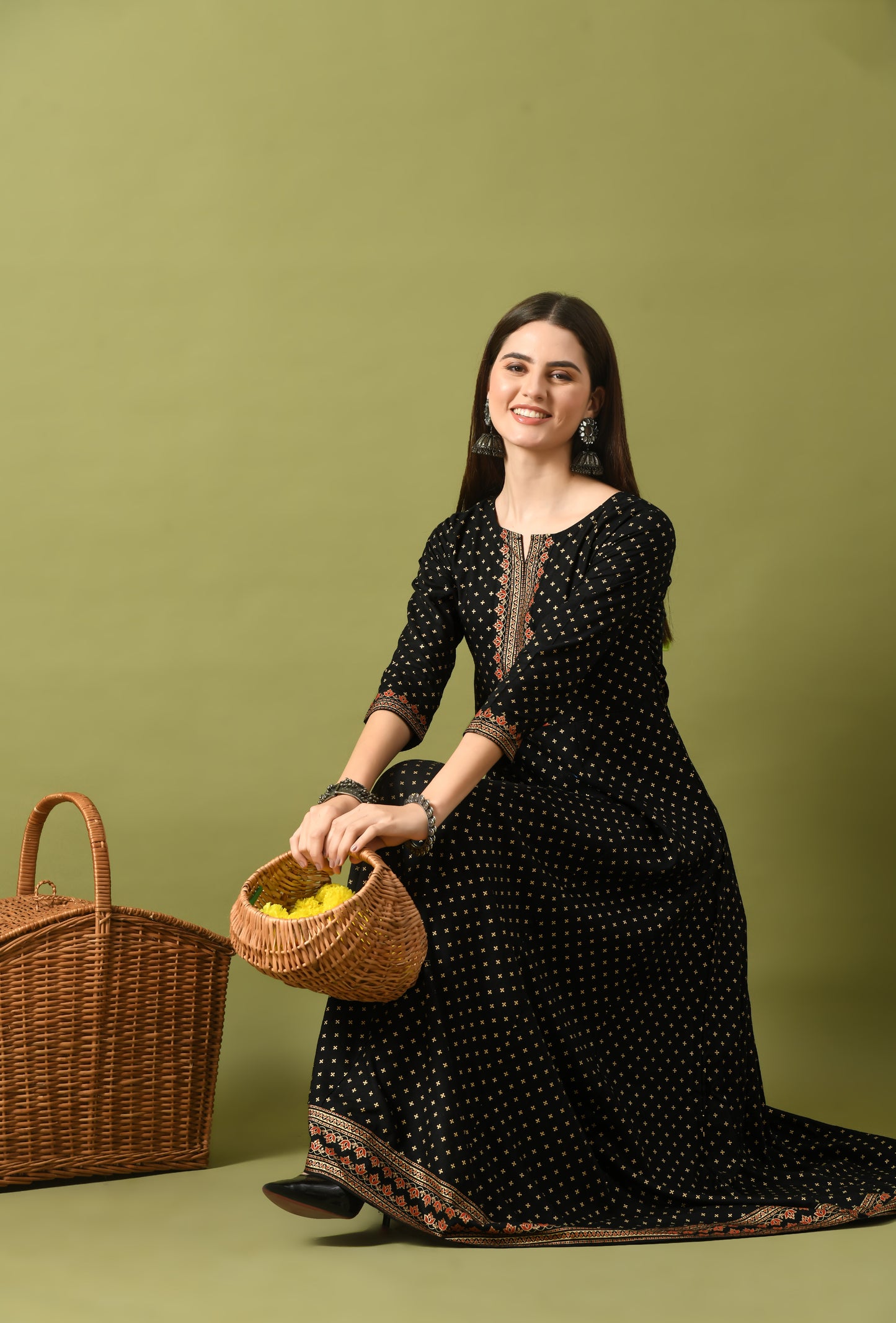 Zunaira – Black Polka Dot Anarkali Kurta