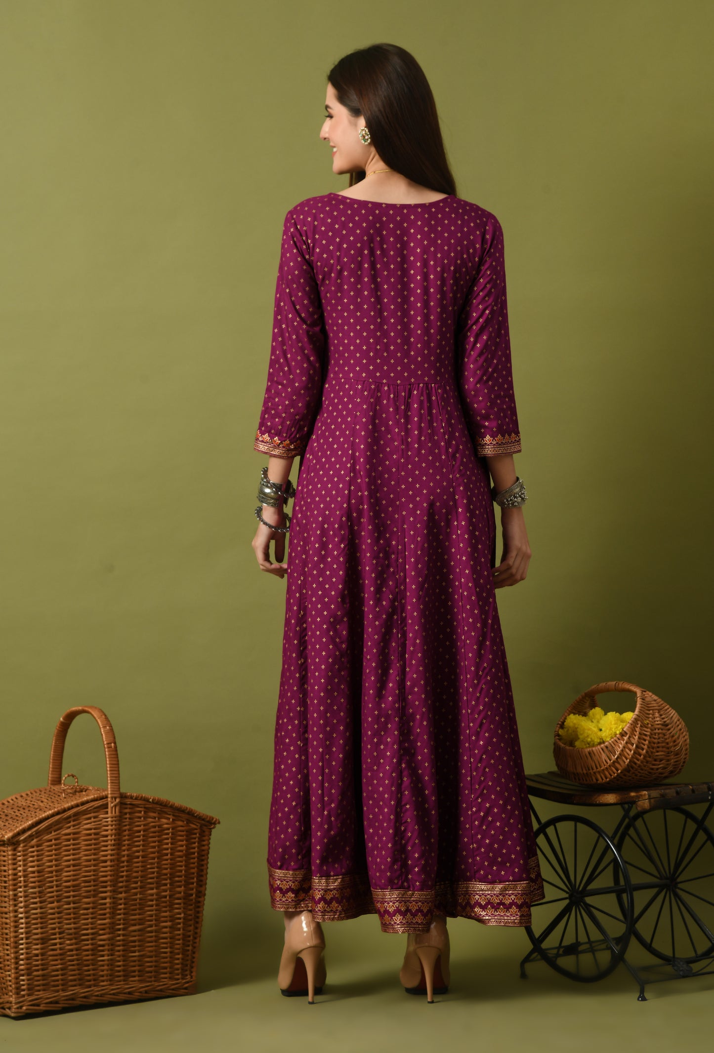 Zunaira – Magenta Polka Dot Anarkali Kurta