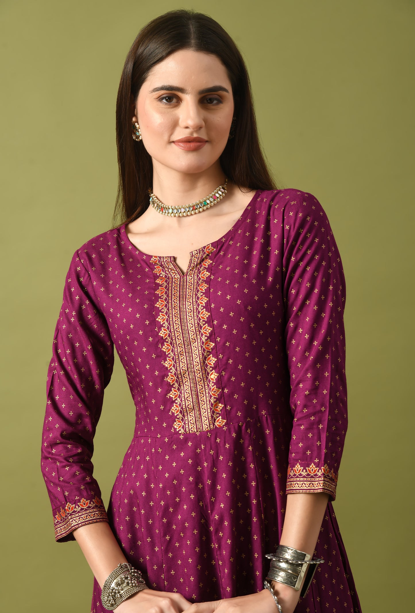 Zunaira – Magenta Polka Dot Anarkali Kurta