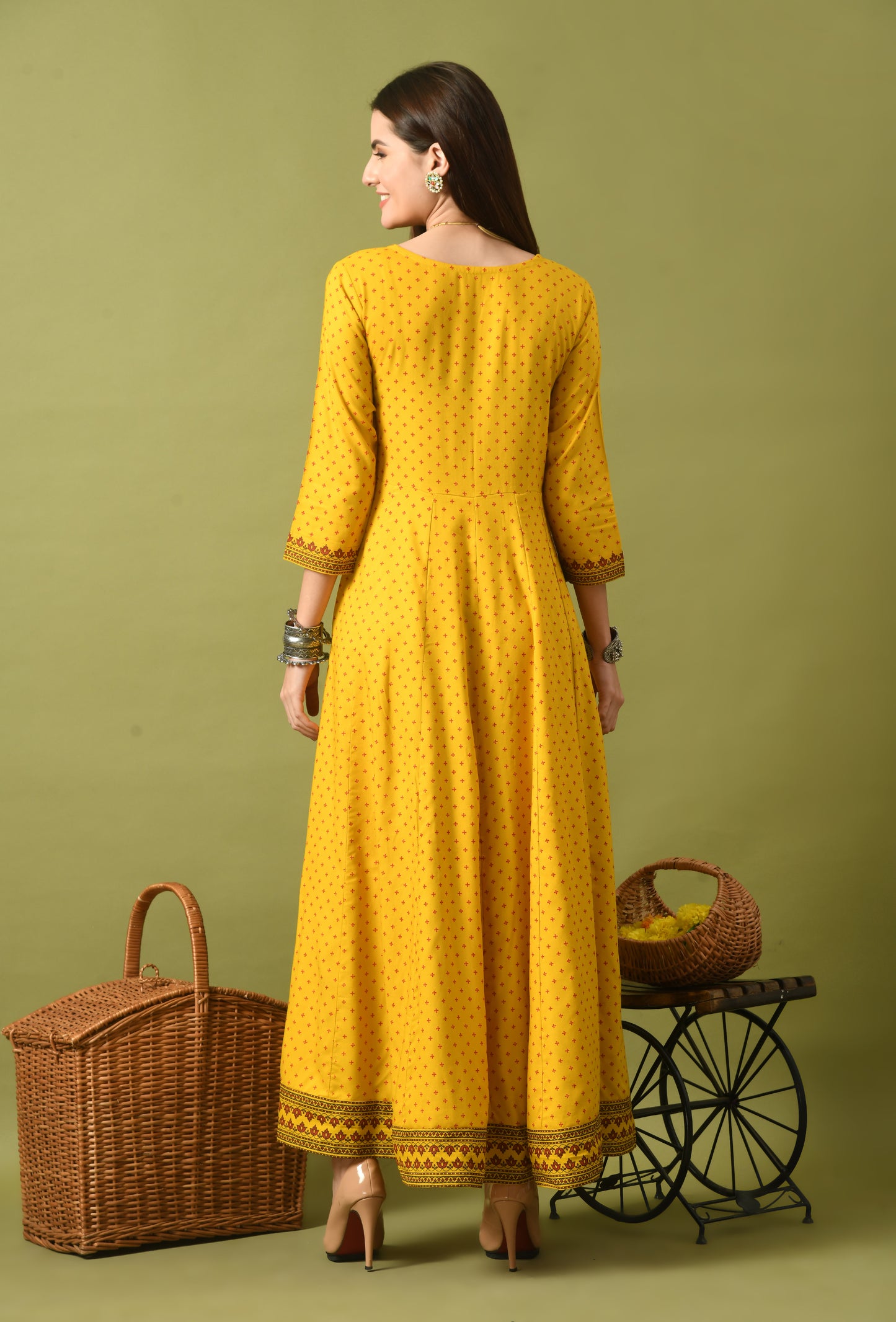 Zunaira – Yellow Polka Dot Anarkali Kurta