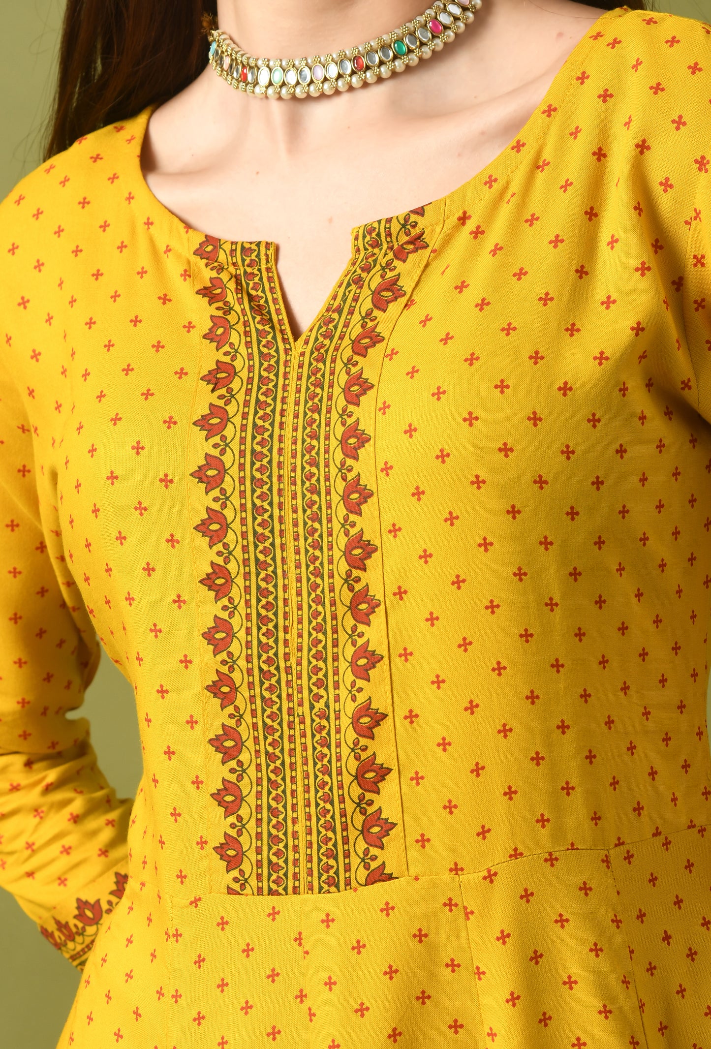 Zunaira – Yellow Polka Dot Anarkali Kurta