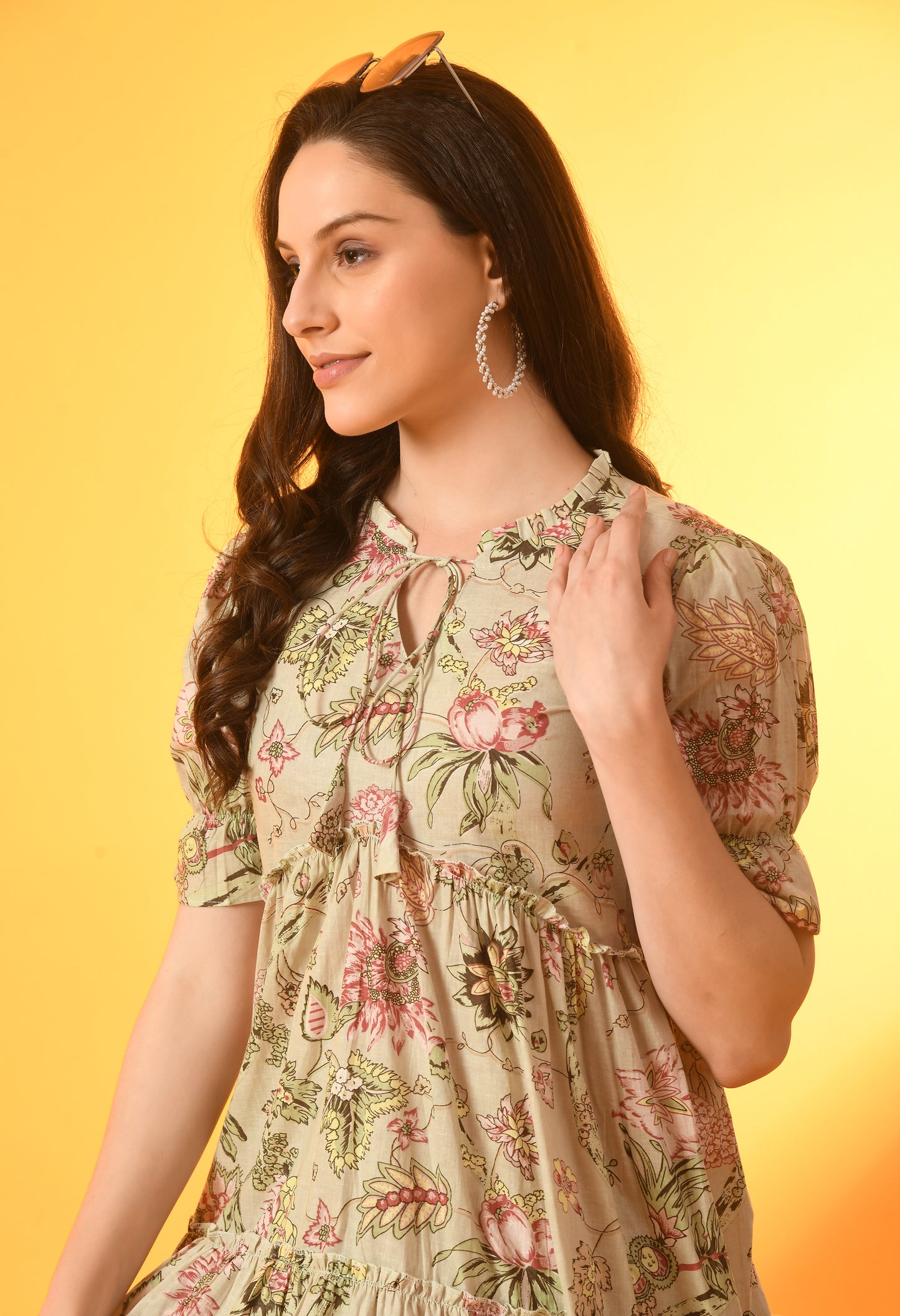 Serene Sands Calf-Length Tiered Dress