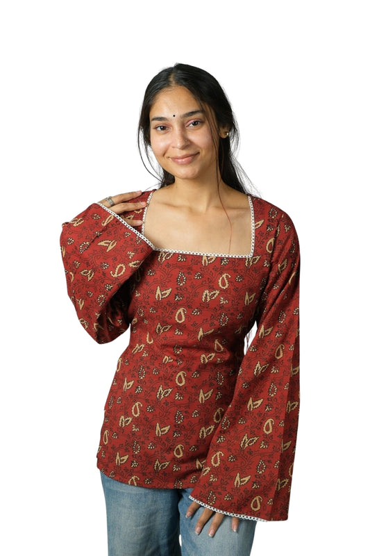 Riona – Square Neck Kurti (Maroon)
