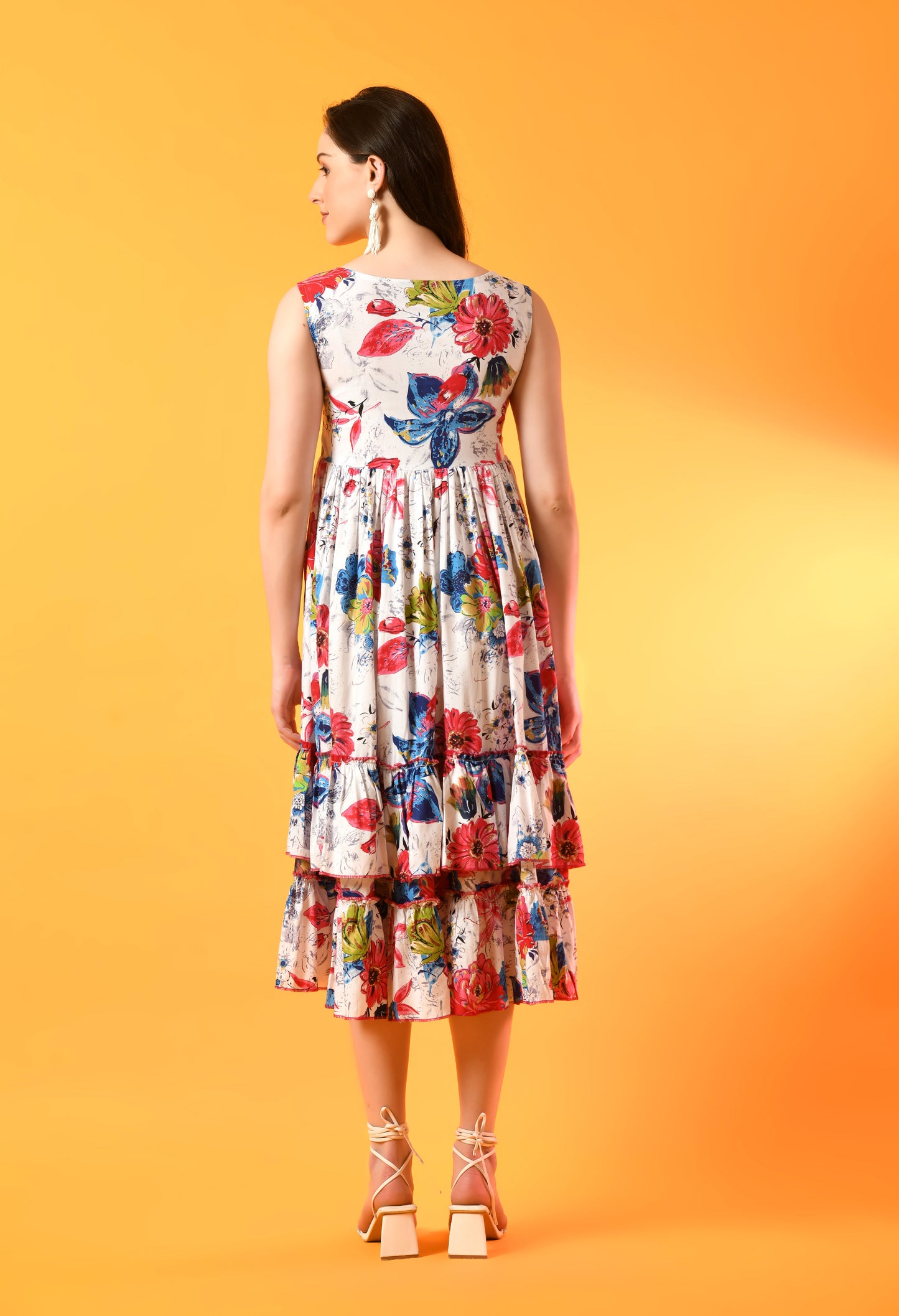 Garden Serenade Tiered Floral Dress