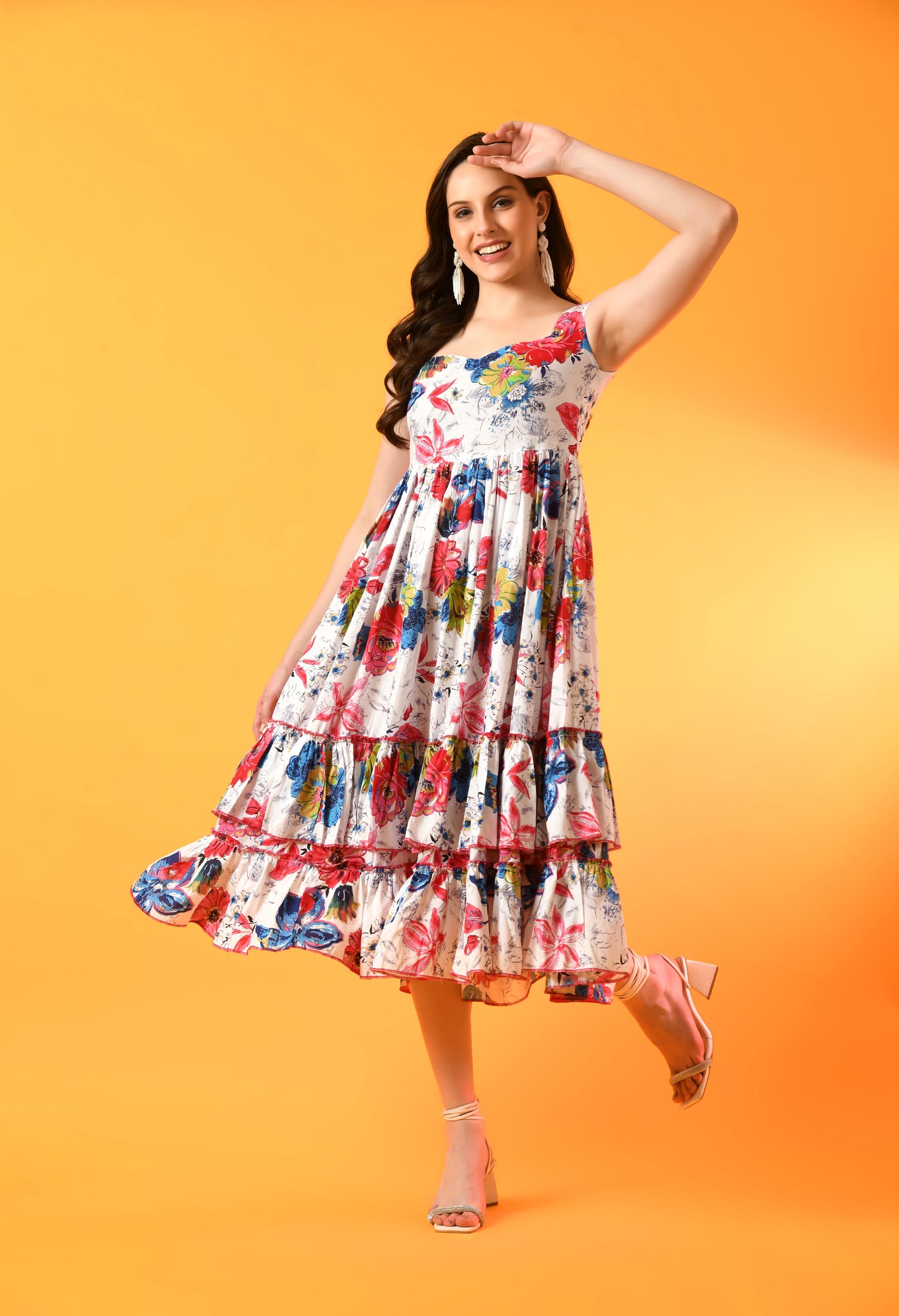 Garden Serenade Tiered Floral Dress