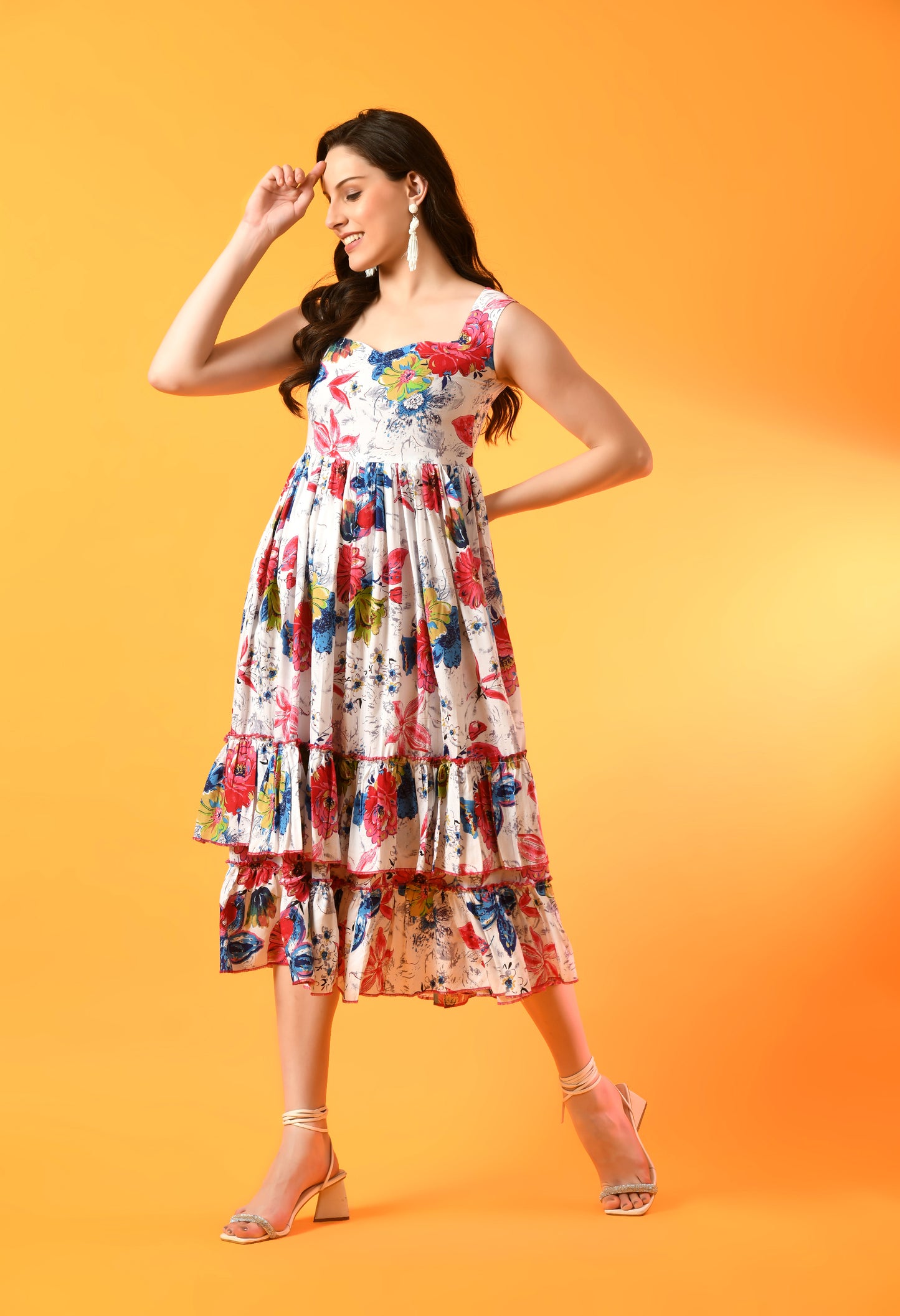 Garden Serenade Tiered Floral Dress