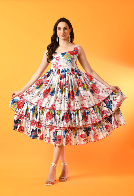 Garden Serenade Tiered Floral Dress