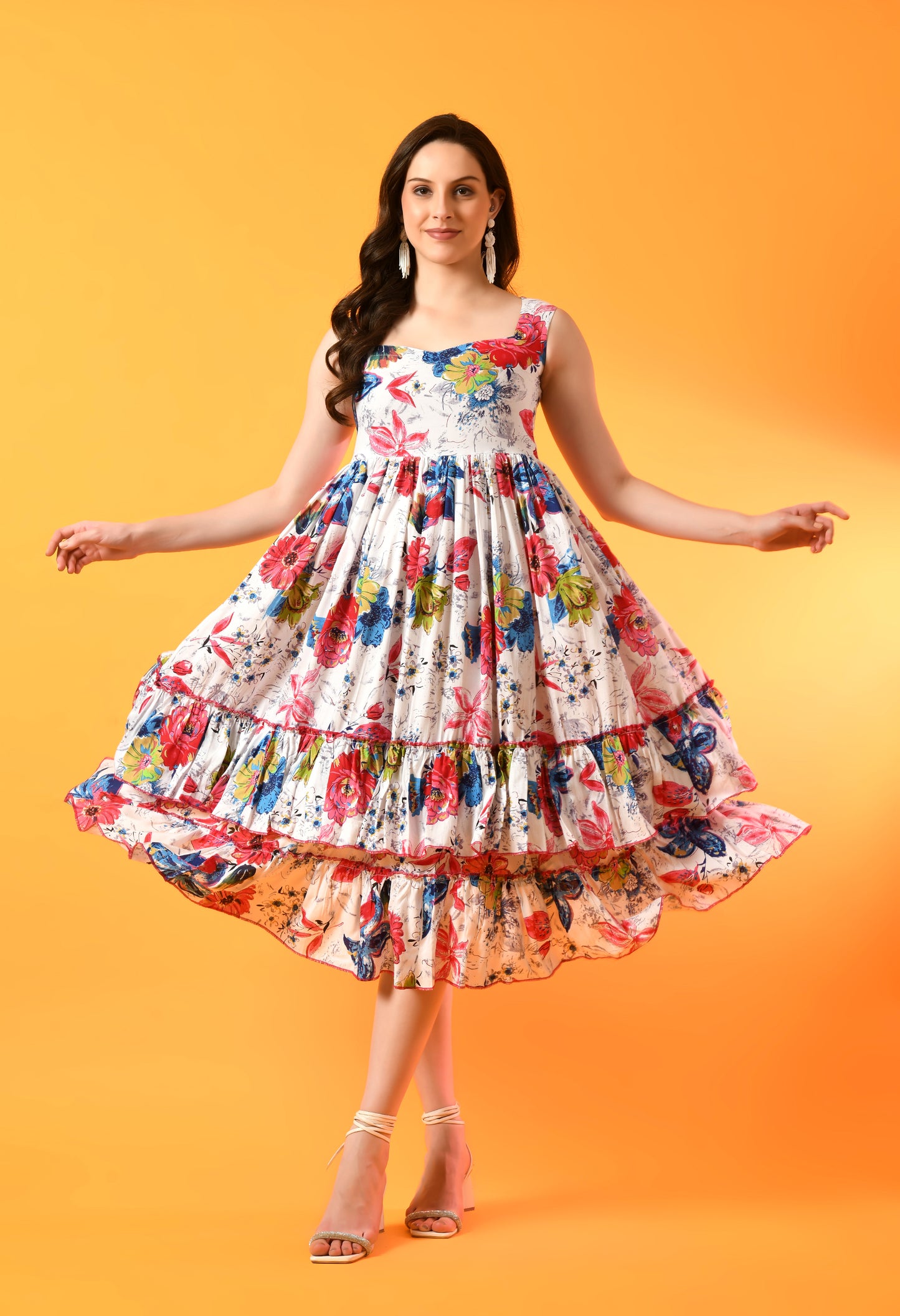 Garden Serenade Tiered Floral Dress