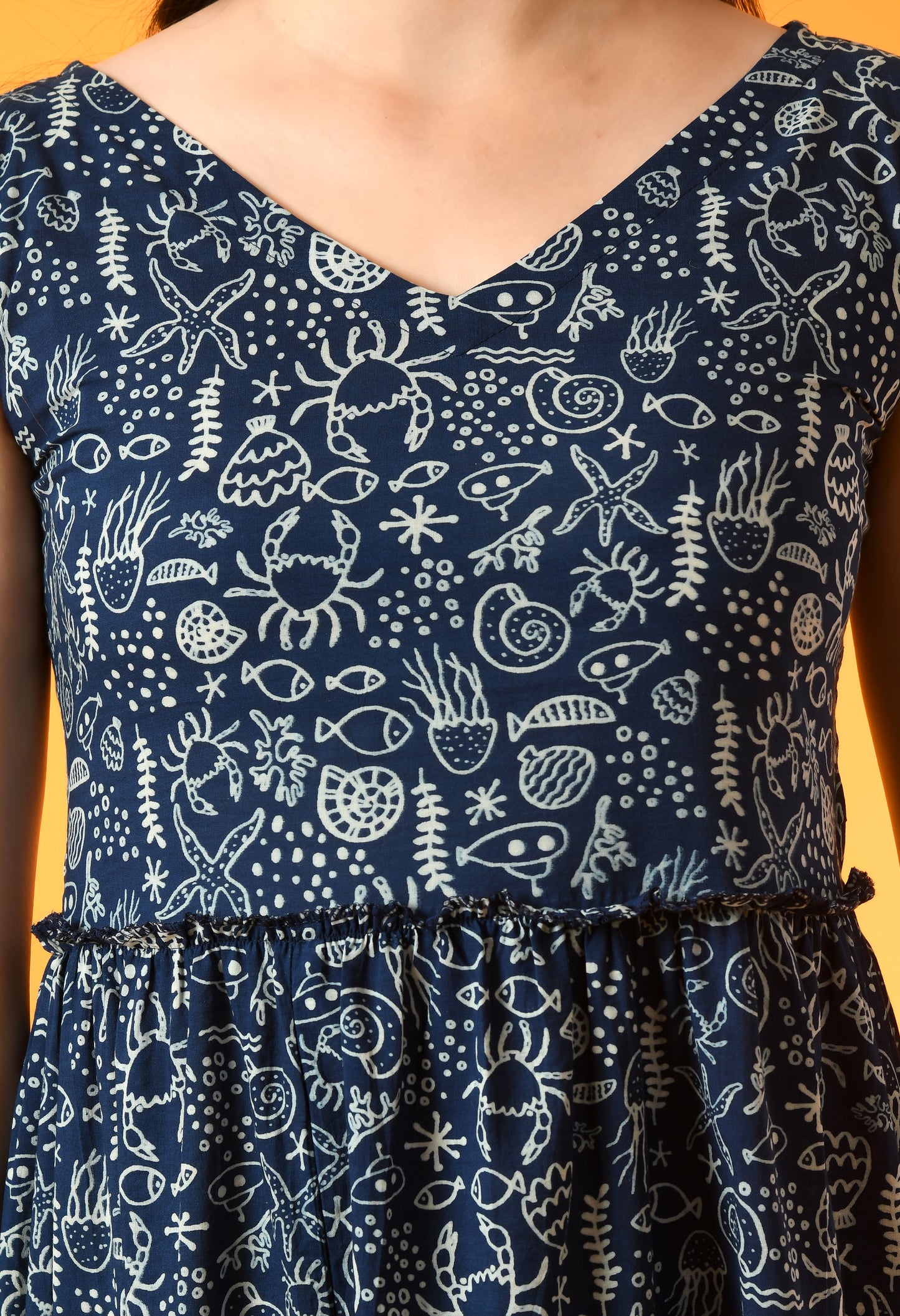 Indigo Dusk Sleeveless Tiered Dress