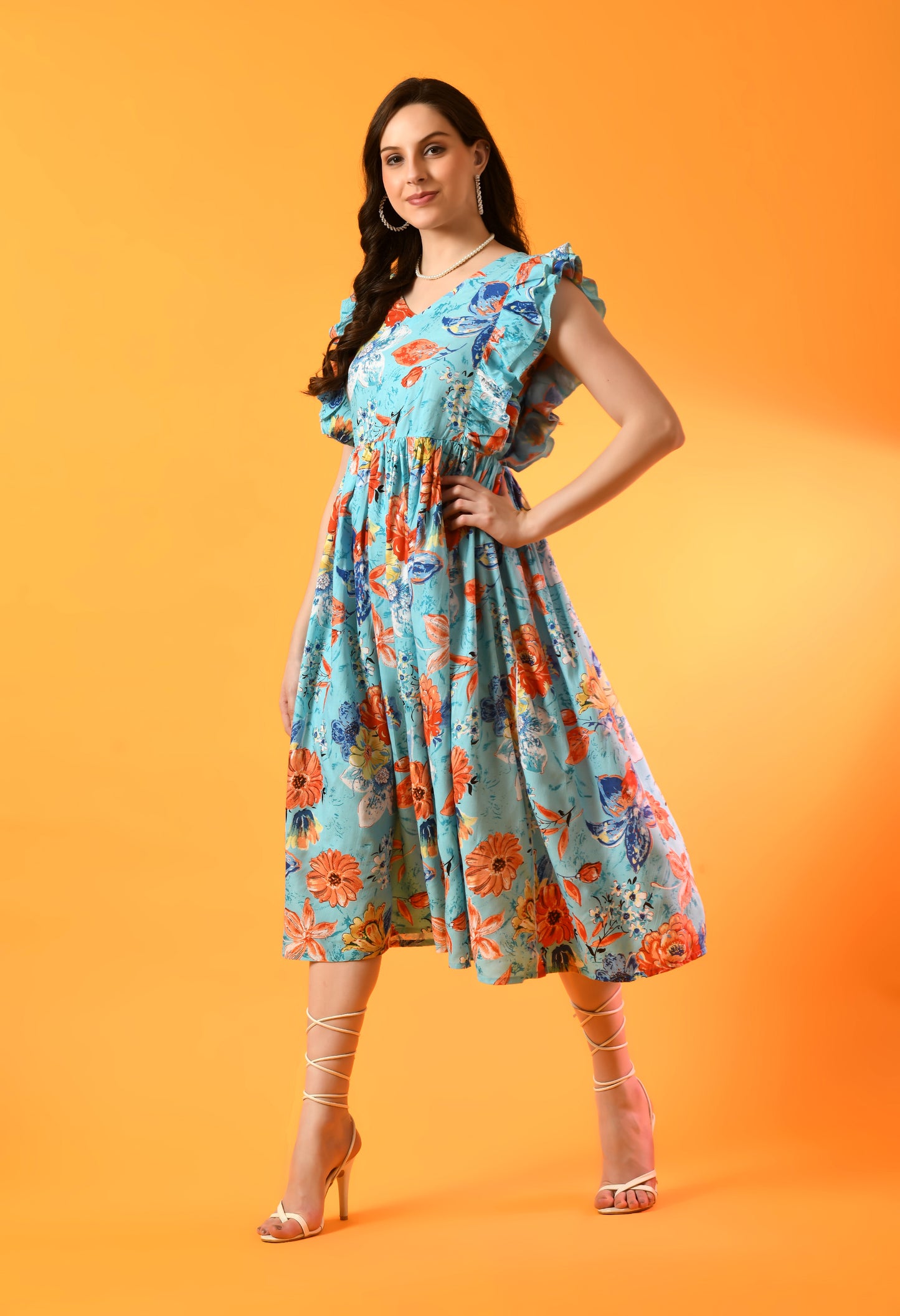 Floral Dreamscape Gathered Dress