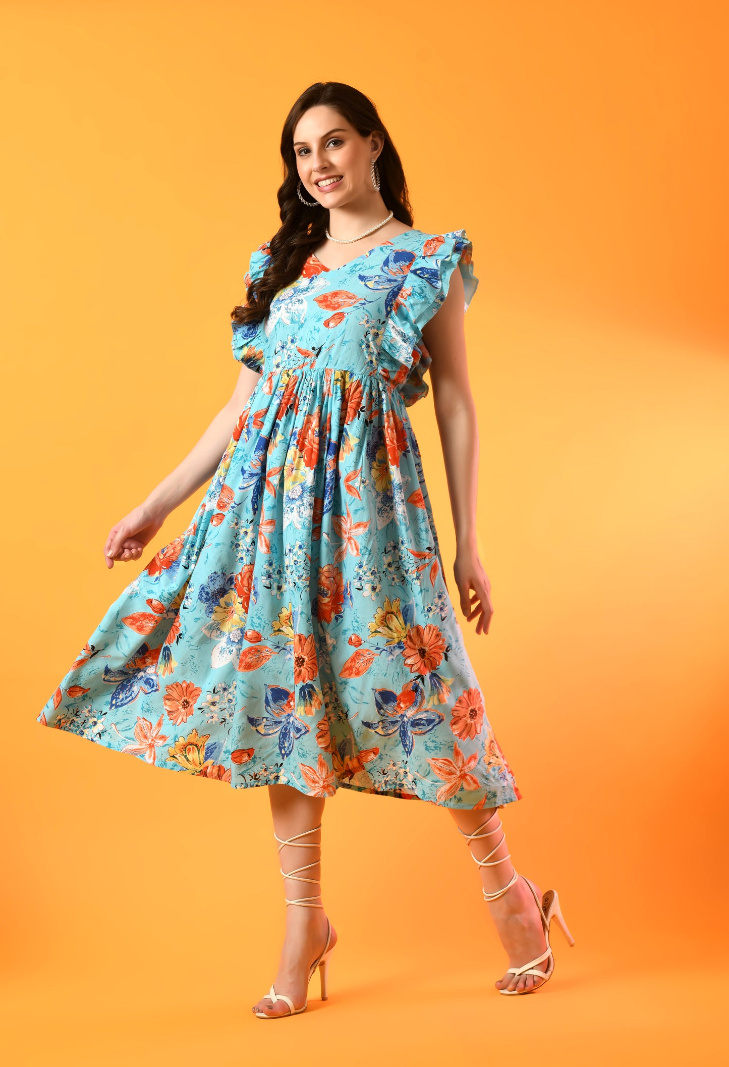 Floral Dreamscape Gathered Dress