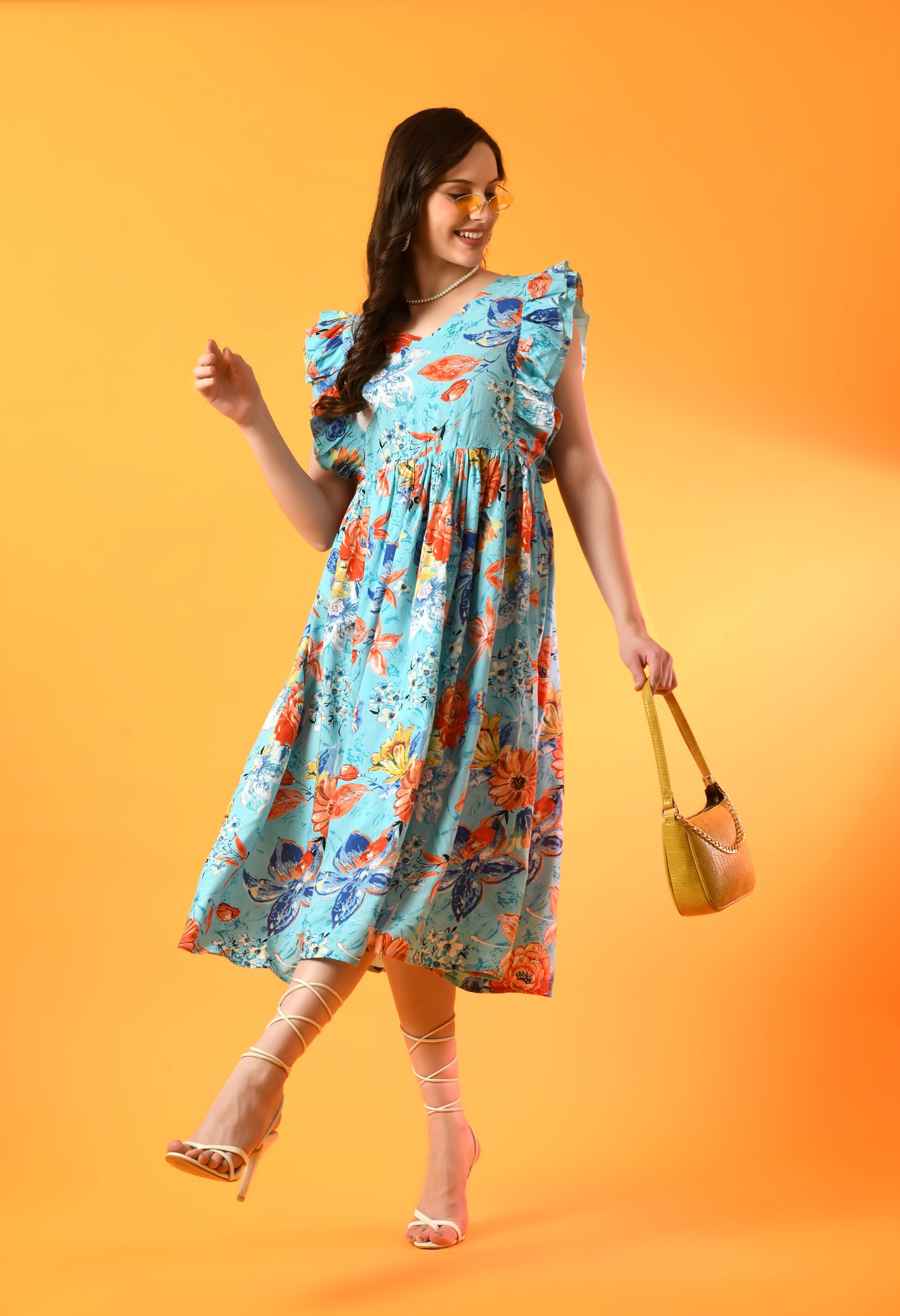 Floral Dreamscape Gathered Dress