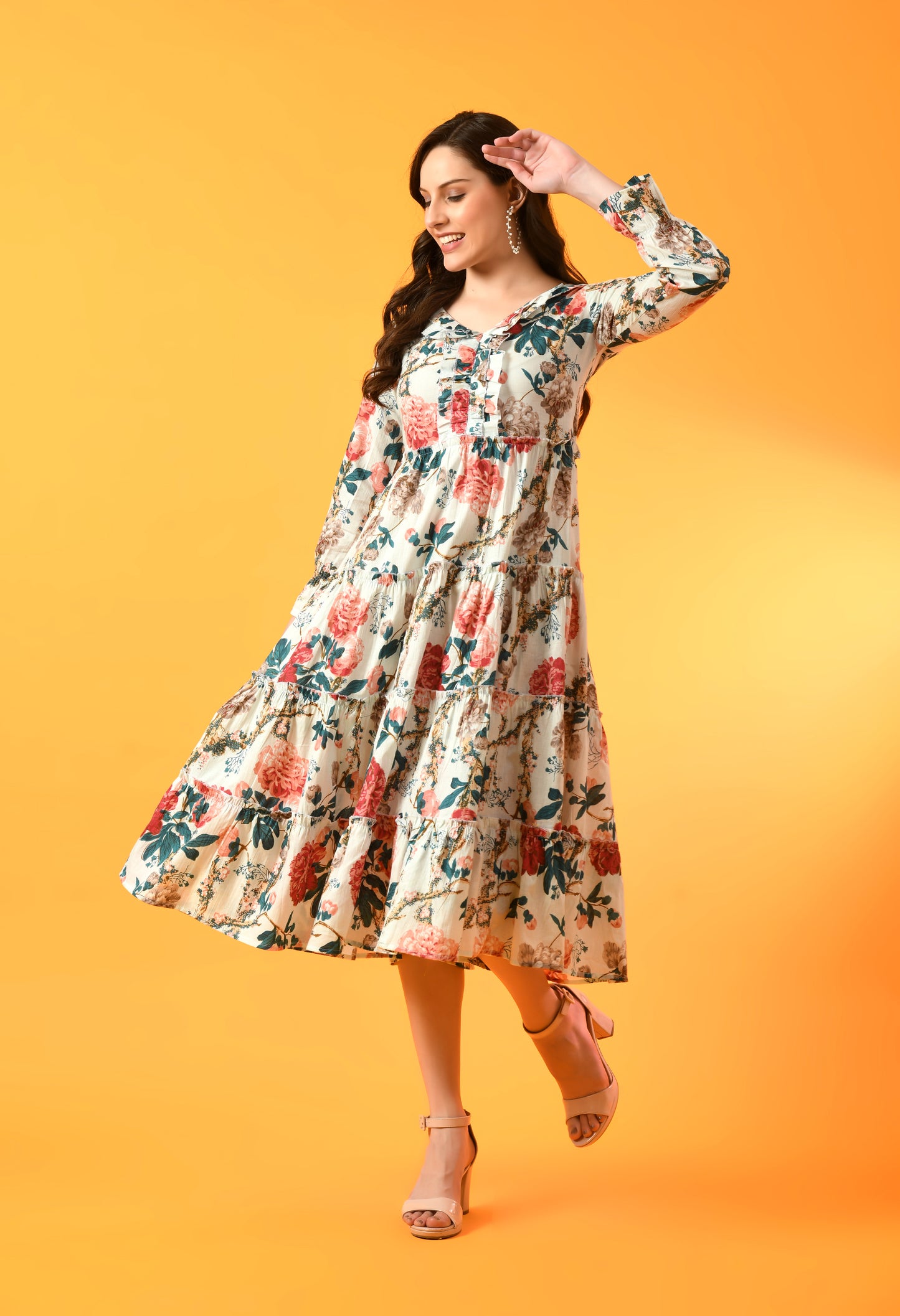 Petal Cascade Frill Dress