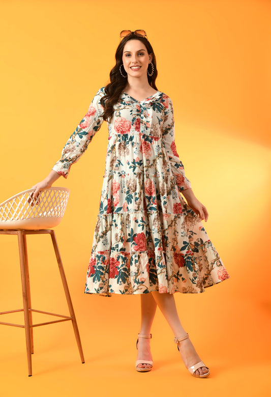 Petal Cascade Frill Dress