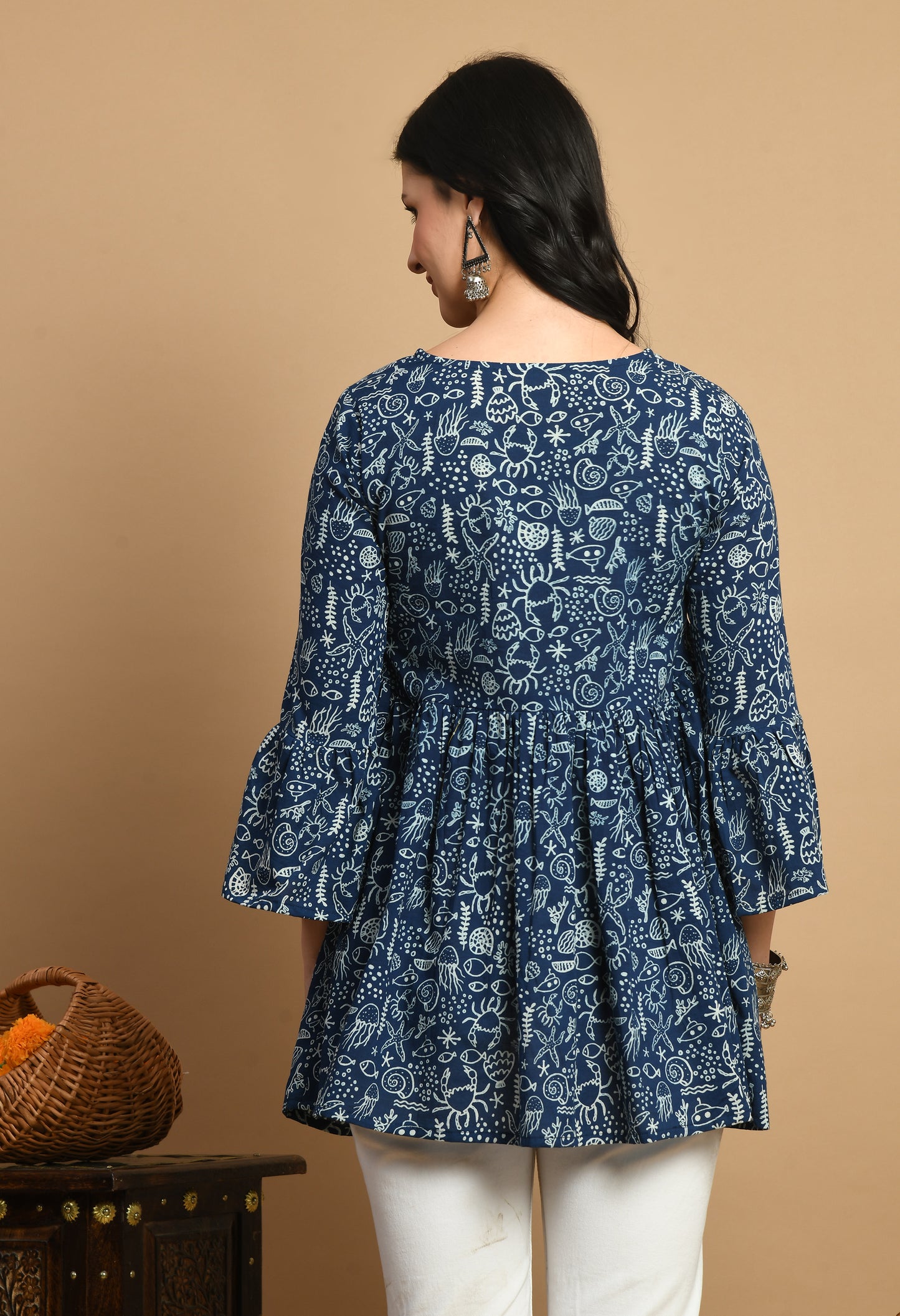 Indigo Grace Peplum Top (Navy Blue)