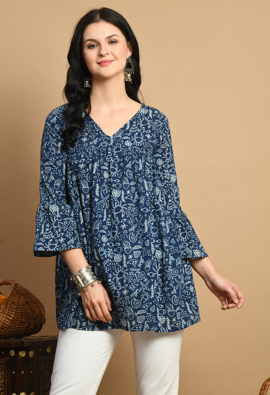 Indigo Grace Peplum Top (Navy Blue)