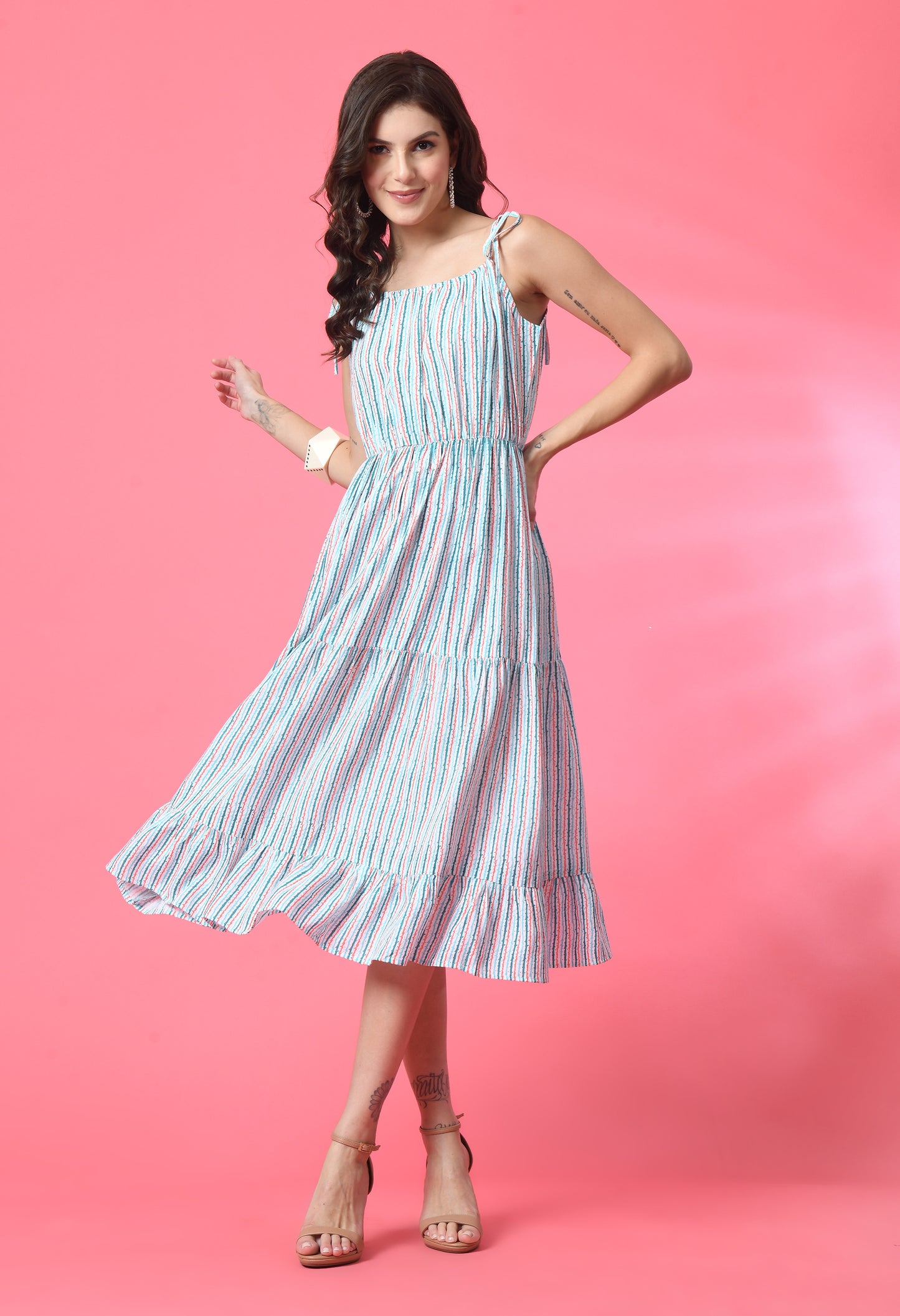 Striped Ocean Breeze Sleeveless Dress