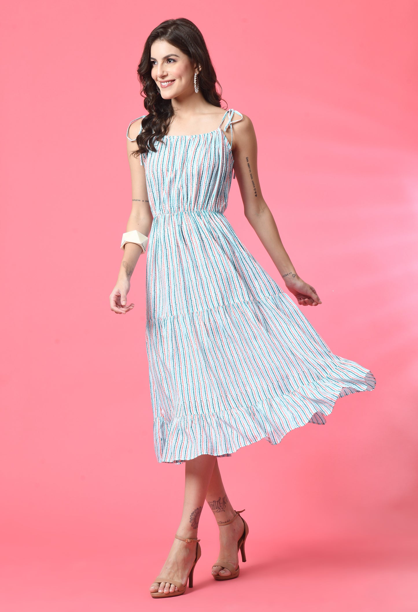 Striped Ocean Breeze Sleeveless Dress