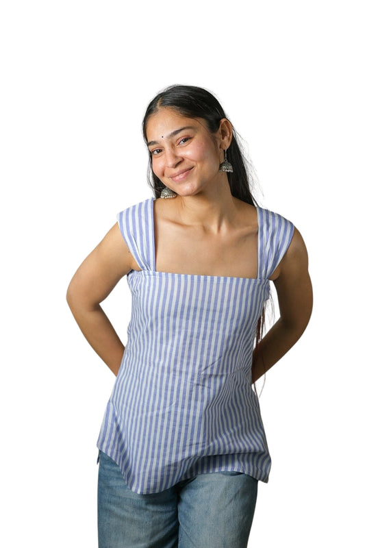 Inara – Striped Cotton Top (Lavender)