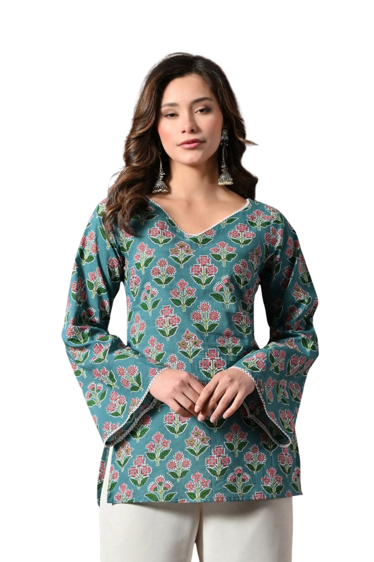 Amina - Emerald Corset back Short Kurta