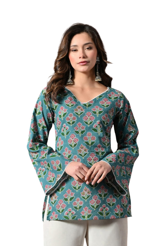Amina - Emerald Corset back Short Kurta