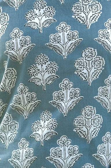 Floral Printed Open Back Sleeveless Kurti (Teal Grey)