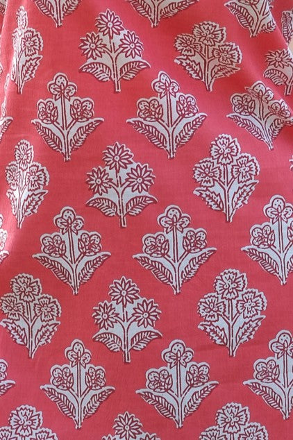 Floral Printed Open Back Sleeveless Kurti (Red)