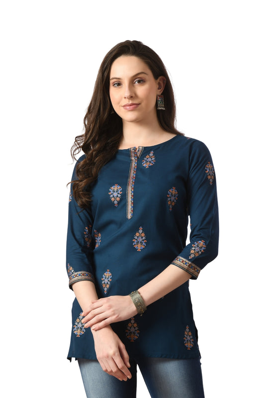 Noorika – Teal Ethnic Motif Kurti