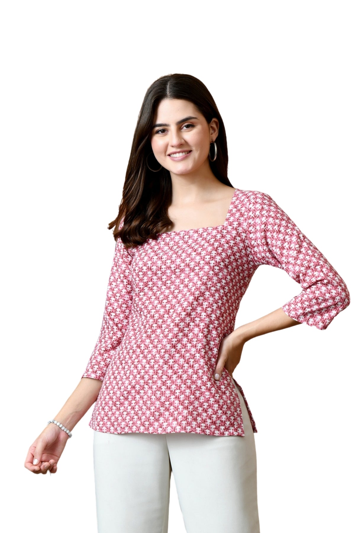 Ravya – Raspberry Pink Cotton Short Kurti