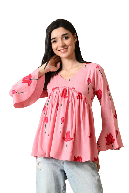 Iselda – Dusty Rose Cotton Peplum Top