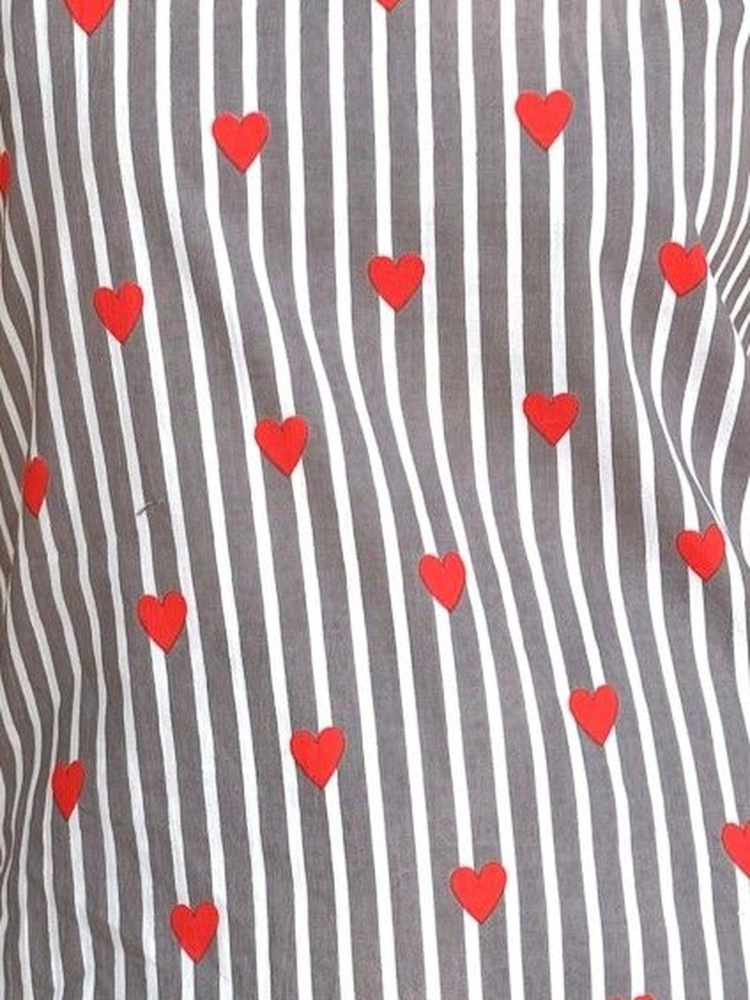 Heart Printed Striped Open Back Sleeveless Kurti (Grey)
